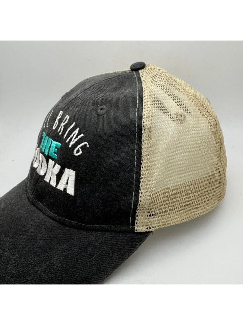 I'll Bring The Vodka Distressed Trucker Hat Funny Snapback Cap Charcoal
